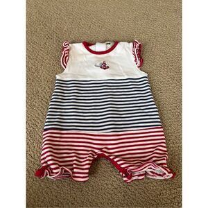 Kissy Kissy 0-3m embroidered nautical pima cotton girls romper